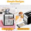 imageHealSmart 2 Slice Stainless Steel Toaster with Extra Wide Slot ampamp Removable Crumb Tray 5 Shade Options and BagelDefrostCancel Functions Retro Compact Oven for Various Bread ampamp Waffle Black