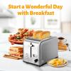 imageHealSmart 2 Slice Stainless Steel Toaster with Extra Wide Slot ampamp Removable Crumb Tray 5 Shade Setting and BagelDefrostCancel Function Retro Compact Oven for Various Bread ampamp Waffle SilverSilver