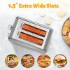 imageHealSmart 2 Slice Stainless Steel Toaster with Extra Wide Slot ampamp Removable Crumb Tray 5 Shade Setting and BagelDefrostCancel Function Retro Compact Oven for Various Bread ampamp Waffle SilverSilver