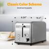 imageHealSmart 2 Slice Stainless Steel Toaster with Extra Wide Slot ampamp Removable Crumb Tray 5 Shade Setting and BagelDefrostCancel Function Retro Compact Oven for Various Bread ampamp Waffle SilverSilver