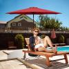 imageHealSmart 2pcs 9ft Patio Umbrella with Push Button TiltCrank Outdoor Table Market Yard Umbrella with 8 Sturdy Ribs for Garden Backyard Deck Pool RedRed