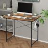 imageHealSmart 32 Inch Computer Office Desk Home Writing Study Worktable with Storage Bag for Bedroom Office Apartment BrownDeep Brown32 Inch