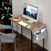 imageHealSmart 32 Inch Computer Office Desk Home Writing Study Worktable with Storage Bag for Bedroom Office Apartment BrownDeep Brown47 Inch
