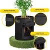imageHealSmart 5Pack 5Gallon Potato Grow Bags Planter Pots with Handle Access Flap and Visual Window Easy to Harvest Thickened NonWoven Aeration Fabric Container for Tomato Carrot FruitsBlack