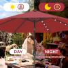imageHealSmart 75ft Patio Umbrella with Push Button TiltCrank Outdoor Table Market Yard Umbrella 6 Sturdy Ribs for Garden Deck Backyard Pool9ftLEDRed2P