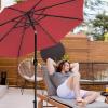 imageHealSmart 75ft Patio Umbrella with Push Button TiltCrank Outdoor Table Market Yard Umbrella 6 Sturdy Ribs for Garden Deck Backyard Pool9ftLEDRed2P