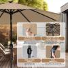 imageHealSmart 75ft Patio Umbrella with Push Button TiltCrank Outdoor Table Market Yard Umbrella 6 Sturdy Ribs for Garden Deck Backyard Pool9ftLEDTan