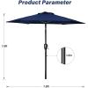 imageHealSmart 75ft Patio Umbrella with Push Button TiltCrank Outdoor Table Market Yard Umbrella 6 Sturdy Ribs for Garden Deck Backyard PoolDark Blue
