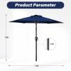imageHealSmart 75ft Patio Umbrella with Push Button TiltCrank Outdoor Table Market Yard Umbrella 6 Sturdy Ribs for Garden Deck Backyard PoolDark Blue2P