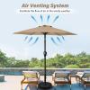 imageHealSmart 75ft Patio Umbrella with Push Button TiltCrank Outdoor Table Market Yard Umbrella 6 Sturdy Ribs for Garden Deck Backyard PoolTan