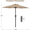 imageHealSmart 75ft Patio Umbrella with Push Button TiltCrank Outdoor Table Market Yard Umbrella 6 Sturdy Ribs for Garden Deck Backyard PoolTan