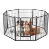 imageHealSmart Dog Playpen Indoor Puppy Playpen Indoor for Yard Camping 24quot Height 8 Panels Heavy Duty Dog Pen for PuppiesSmall Dogs BlackBlack