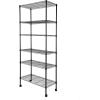 imageHealSmart Heavy Duty 6Tier Shelving Units Adjustable Wire Shelf with 1000 lbs Capacity 250 per Shelf 77cm D x 365cm W x 215cm H Black 6 Levels Storage Shelf with Wheels ampamp Leveling FeetWider