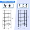 imageHealSmart Heavy Duty 6Tier Shelving Units Adjustable Wire Shelf with 1000 lbs Capacity 250 per Shelf 77cm D x 365cm W x 215cm H Black 6 Levels Storage Shelf with Wheels ampamp Leveling FeetBasic