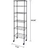 imageHealSmart Heavy Duty 6Tier Shelving Units Adjustable Wire Shelf with 1000 lbs Capacity 250 per Shelf 77cm D x 365cm W x 215cm H Black 6 Levels Storage Shelf with Wheels ampamp Leveling FeetBasic