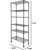 imageHealSmart Heavy Duty 6Tier Shelving Units Adjustable Wire Shelf with 1000 lbs Capacity 250 per Shelf 77cm D x 365cm W x 215cm H Black 6 Levels Storage Shelf with Wheels ampamp Leveling FeetWider