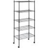 imageHealSmart Heavy Duty 6Tier Shelving Units Adjustable Wire Shelf with 1000 lbs Capacity 250 per Shelf 77cm D x 365cm W x 215cm H Black 6 Levels Storage Shelf with Wheels ampamp Leveling FeetWider