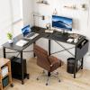 imageHealSmart Home Office Computer Brown Small Desk Modern Simple Style PC Table with Storage Bag 47 InchBlack