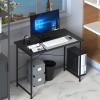 imageHealSmart Home Office Computer Brown Small Desk Modern Simple Style PC Table with Storage Bag 47 InchBlack