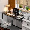 imageHealSmart Home Office Computer Brown Small Desk Modern Simple Style PC Table with Storage Bag 47 InchBlack