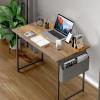 imageHealSmart Home Office Computer Brown Small Desk Modern Simple Style PC Table with Storage Bag 47 InchBrown
