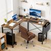 imageHealSmart Home Office Computer Brown Small Desk Modern Simple Style PC Table with Storage Bag 47 InchBrown