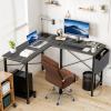 imageHealSmart Home Office Computer Brown Small Desk Modern Simple Style PC Table with Storage Bag 47 InchGrey