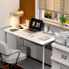 imageHealSmart Home Office Computer Brown Small Desk Modern Simple Style PC Table with Storage Bag 47 InchWhite
