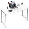 imageHealSmart Home Office Computer Brown Small Desk Modern Simple Style PC Table with Storage Bag 47 InchWhite