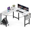 imageHealSmart Home Office Computer Brown Small Desk Modern Simple Style PC Table with Storage Bag 47 InchWhite