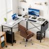 imageHealSmart Home Office Computer Brown Small Desk Modern Simple Style PC Table with Storage Bag 47 InchWhite