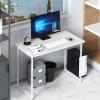 imageHealSmart Home Office Computer Brown Small Desk Modern Simple Style PC Table with Storage Bag 47 InchWhite