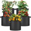imageHealSmart Plant Grow Bags 5 Gallon Tomoato Planter Pots 5Pack with Handles Aeration Nonwoven Fabric Heavy Duty Gardening Planter for Vegetable Herbs and Flowers BlackBlack  5 Pack