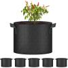 imageHealSmart Plant Grow Bags 5 Gallon Tomoato Planter Pots 5Pack with Handles Aeration Nonwoven Fabric Heavy Duty Gardening Planter for Vegetable Herbs and Flowers BlackBlack  5 Pack