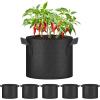 imageHealSmart Plant Grow Bags 5 Gallon Tomoato Planter Pots 5Pack with Handles Aeration Nonwoven Fabric Heavy Duty Gardening Planter for Vegetable Herbs and Flowers Black2025version Black  5 Pack