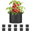imageHealSmart Plant Grow Bags 5 Gallon Tomoato Planter Pots 5Pack with Handles Aeration Nonwoven Fabric Heavy Duty Gardening Planter for Vegetable Herbs and Flowers BlackBlack  10 Pack