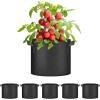 imageHealSmart Plant Grow Bags 5 Gallon Tomoato Planter Pots 5Pack with Handles Aeration Nonwoven Fabric Heavy Duty Gardening Planter for Vegetable Herbs and Flowers BlackBlack  5 Pack