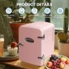 imageHealSmart Portable Mini Fridge 4 Liter 6 Can Cooler and Warmer Compact Refrigerators 100 FreonFree ampamp Eco Friendly 4L RedPink