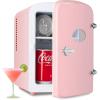 imageHealSmart Portable Mini Fridge 4 Liter 6 Can Cooler and Warmer Compact Refrigerators 100 FreonFree ampamp Eco Friendly 4L RedPink