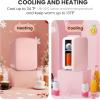 imageHealSmart Portable Mini Fridge 4 Liter 6 Can Cooler and Warmer Compact Refrigerators 100 FreonFree ampamp Eco Friendly 4L RedPink
