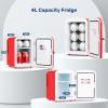 imageHealSmart Portable Mini Fridge 4 Liter 6 Can Cooler and Warmer Compact Refrigerators 100 FreonFree ampamp Eco Friendly 4L RedRed