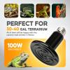 imageHealSmart Reptile Heat Lamp 150W Ceramic Heat Emitter No Light Emitting Heat Bulbs for Amphibian Pet Brooder Coop Incubating Chicken Lizard Bearded Dragon Turtle Snake Terrarium 4Pack100W