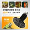 imageHealSmart Reptile Heat Lamp Bulb Ceramic Heat Emitter 100W No Light Emitting Brooder Coop Heater for Amphibian Pet ampamp Incubating Chicken Black25 Watts