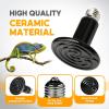 imageHealSmart Reptile Heat Lamp Bulb Ceramic Heat Emitter 100W No Light Emitting Brooder Coop Heater for Amphibian Pet ampamp Incubating Chicken Black75 Watts