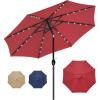 imageHealSmart 75ft Patio Umbrella with Push Button TiltCrank Outdoor Table Market Yard Umbrella 6 Sturdy Ribs for Garden Deck Backyard Pool9ftLEDRed