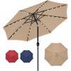 imageHealSmart 75ft Patio Umbrella with Push Button TiltCrank Outdoor Table Market Yard Umbrella 6 Sturdy Ribs for Garden Deck Backyard Pool9ftLEDTan