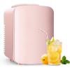 imageHealSmart Portable Mini Fridge 4 Liter 6 Can Cooler and Warmer Compact Refrigerators 100 FreonFree ampamp Eco Friendly for Drinks Food 4L Pink