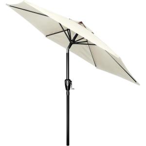 imageHealSmart 75ft Patio Umbrella with Push Button TiltCrank Outdoor Table Market Yard Umbrella 6 Sturdy Ribs for Garden Deck Backyard PoolCreamy White