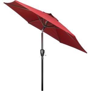 imageHealSmart 75ft Patio Umbrella with Push Button TiltCrank Outdoor Table Market Yard Umbrella 6 Sturdy Ribs for Garden Deck Backyard PoolRed