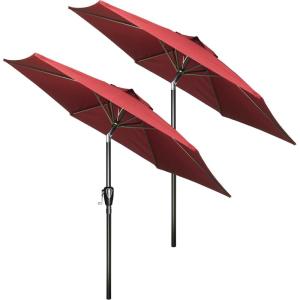 imageHealSmart 75ft Patio Umbrella with Push Button TiltCrank Outdoor Table Market Yard Umbrella 6 Sturdy Ribs for Garden Deck Backyard PoolRed2P